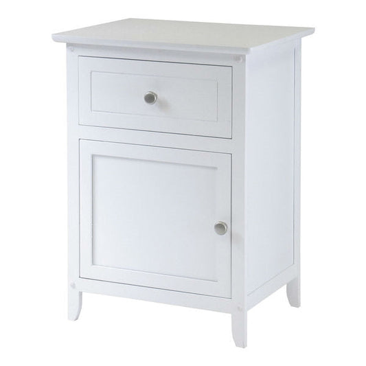 White 1-Drawer Bedroom Bedside Table Cabinet Nightstand End Table