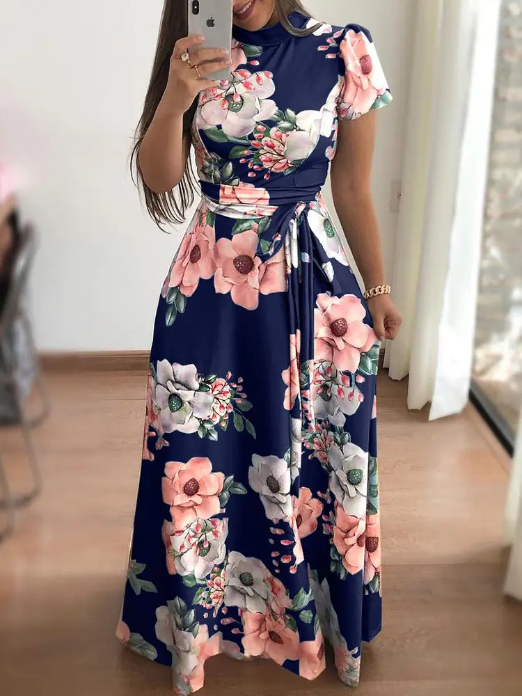 Women's Floral Print Short Sleeve Dress