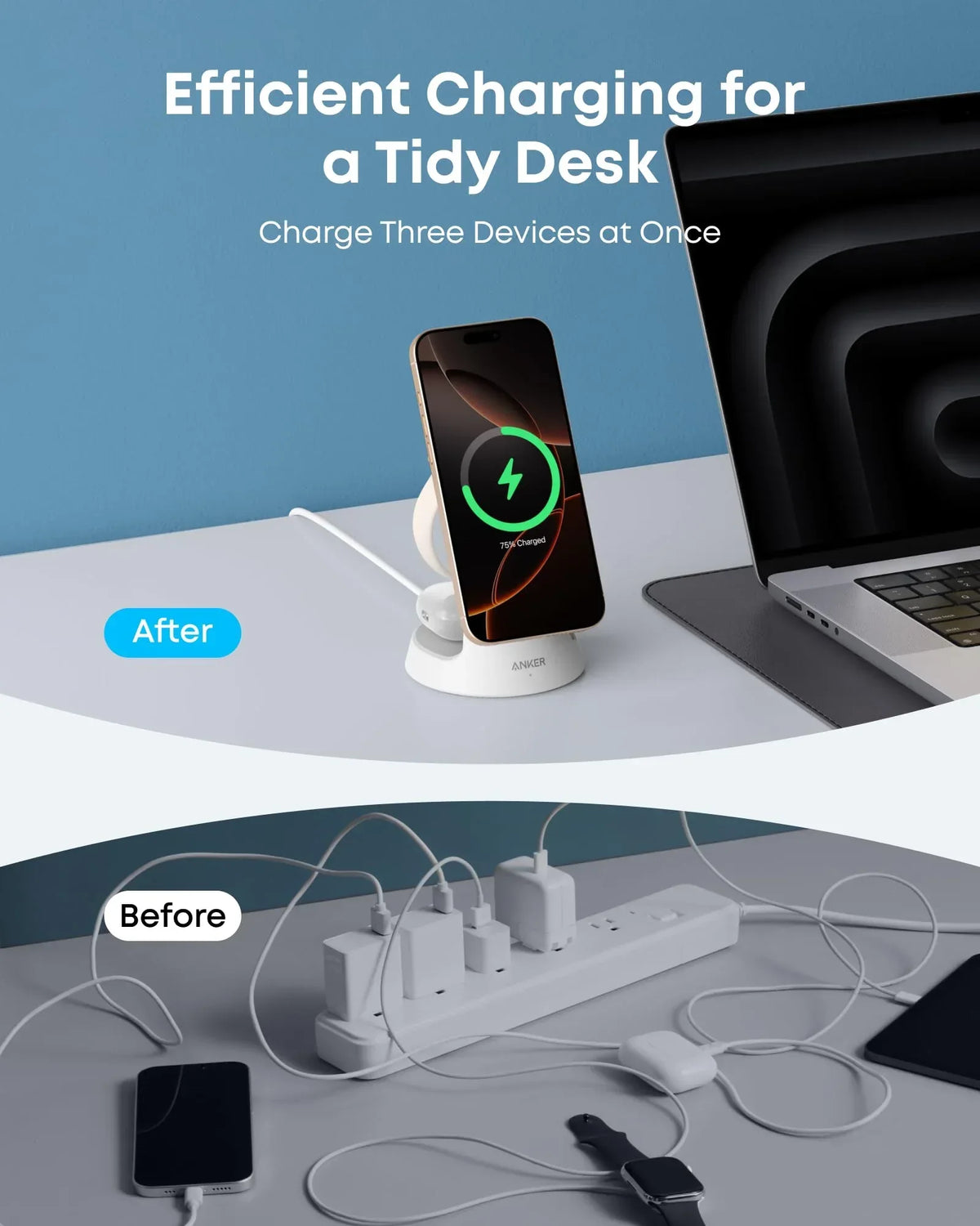 Anker MagGo Wireless Charging Station (3-in-1, Dock Stand) - Trustymall