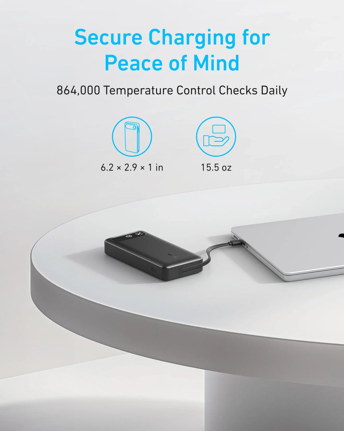 Anker Power Bank (20K, 87W, Built-In USB-C Cable) - Trustymall