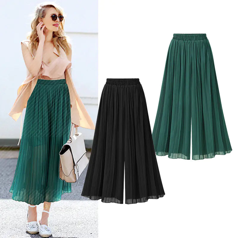 Plus Size Loose Chiffon Wide Leg Pants for Summer