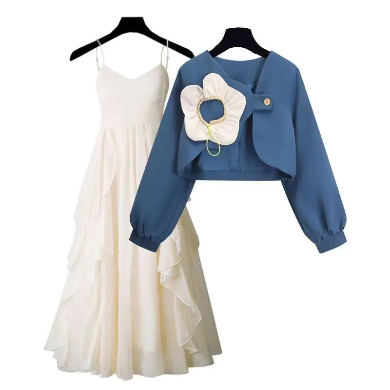 Plus Size Women's Spring Outfit Set with Stylish Top & Dress