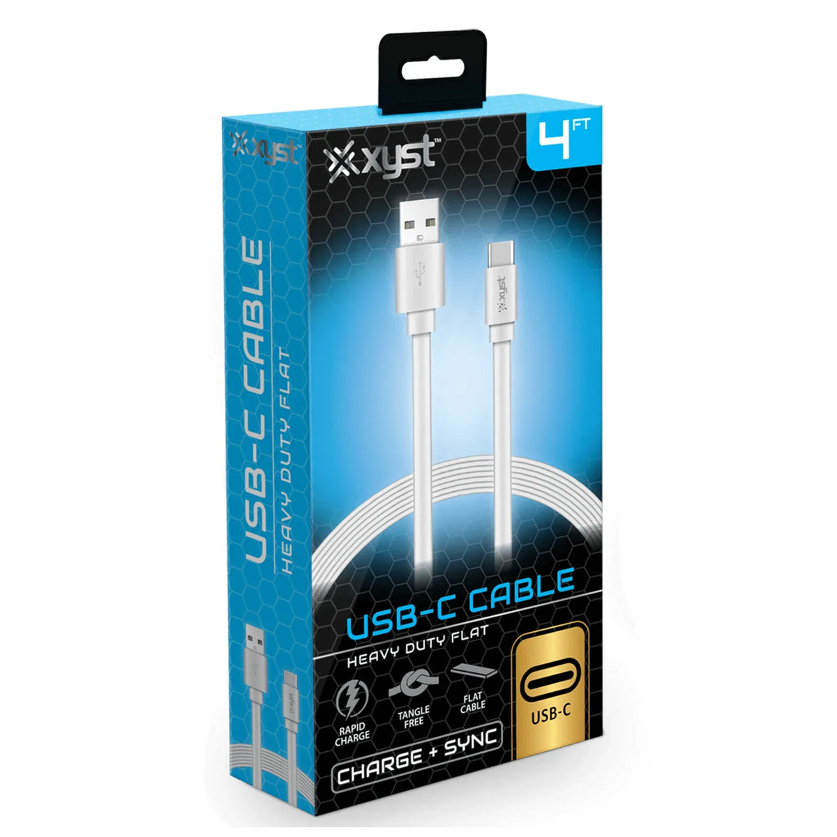 Xyst Charge and Sync USB to USB-C Flat Cable 4Ft - Trustymall