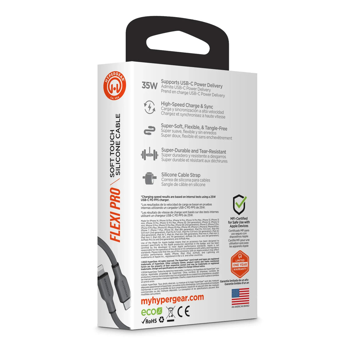 HyperGear Flexi PRO USB-C to Lightning Cable 6ft - Trustymall