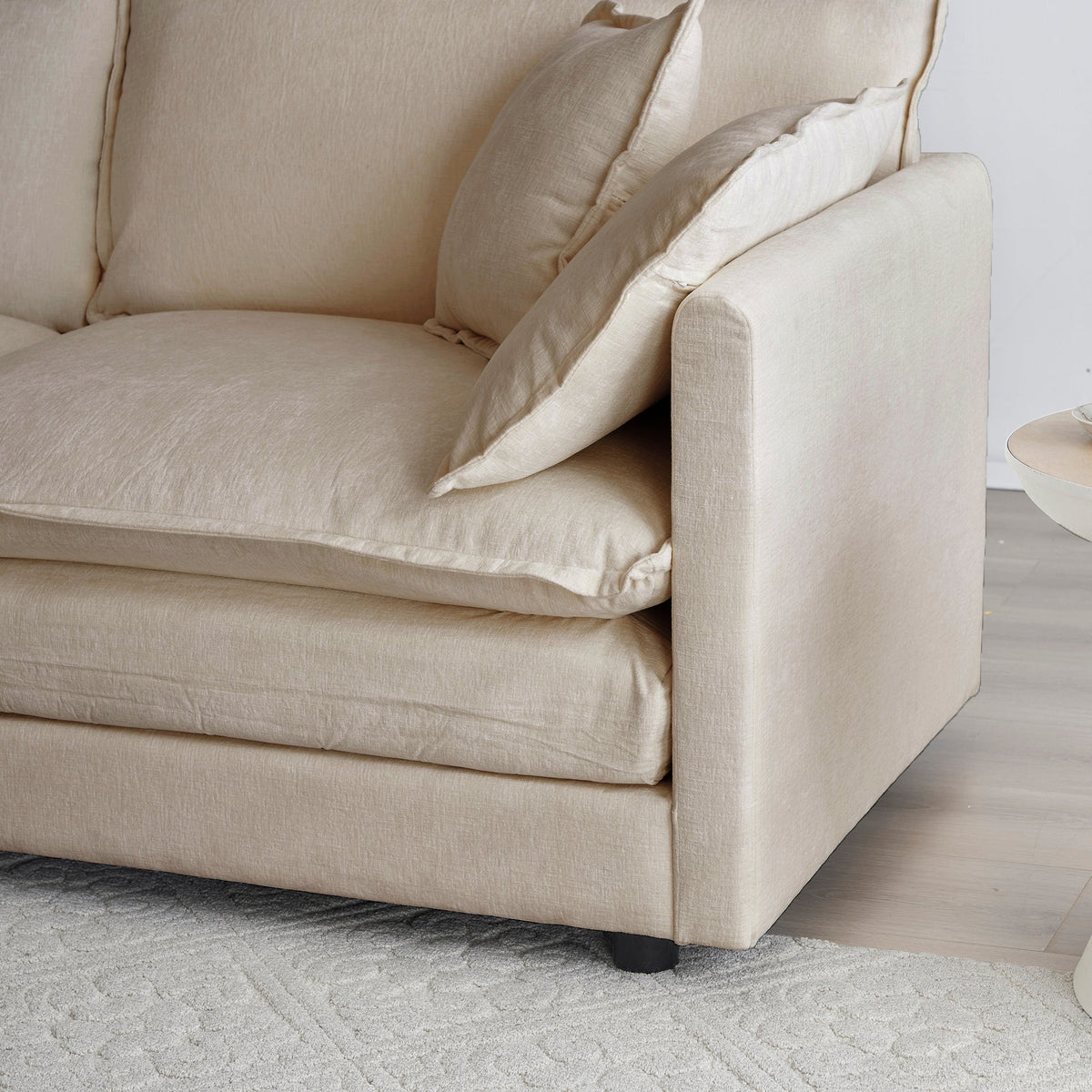 Modern Sofa Couch, 3 Piece Set Extra Deep Seat Sectional Sofa For