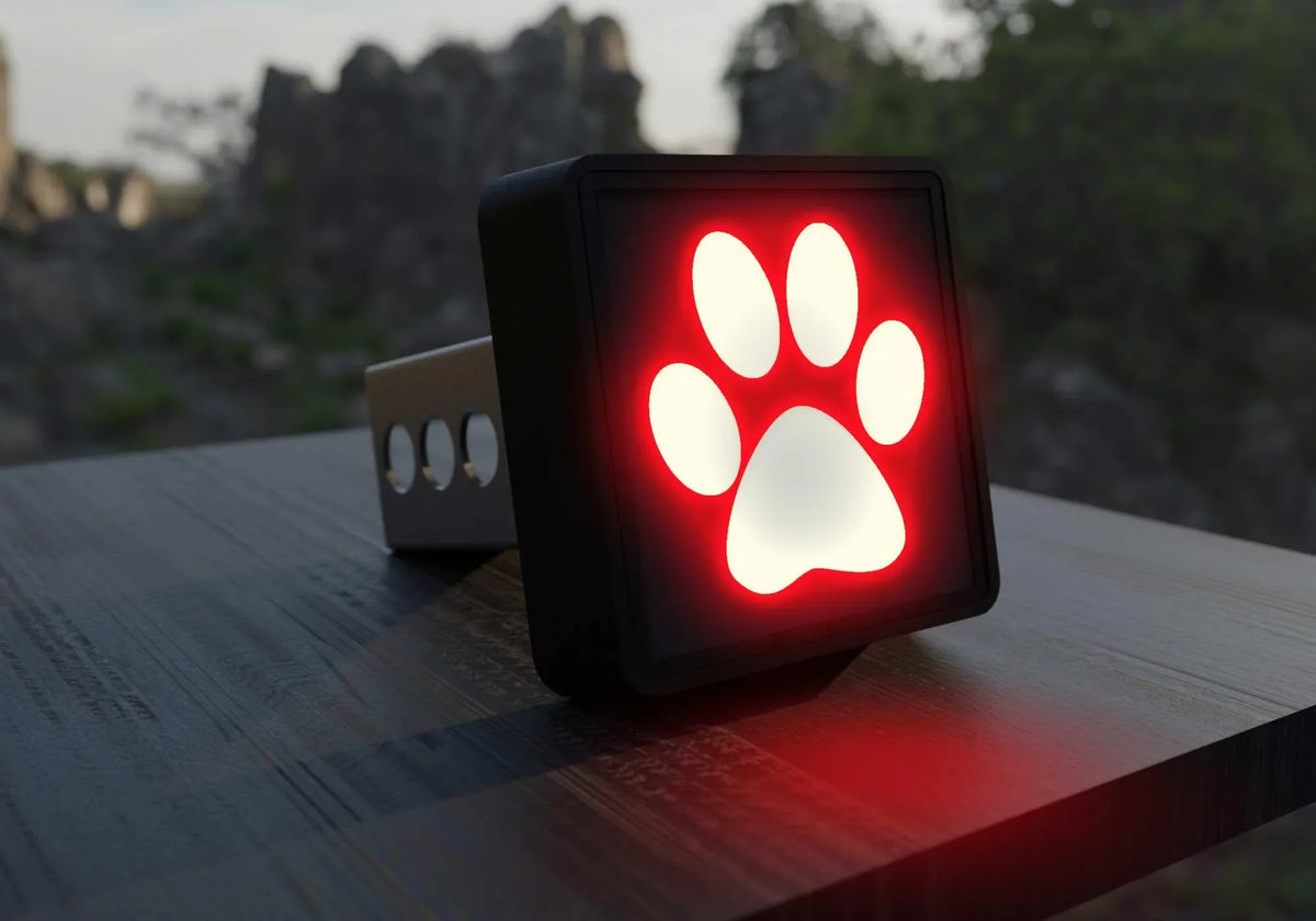 Paw Print LED Hitch Cover - Brake Light - Trustymall