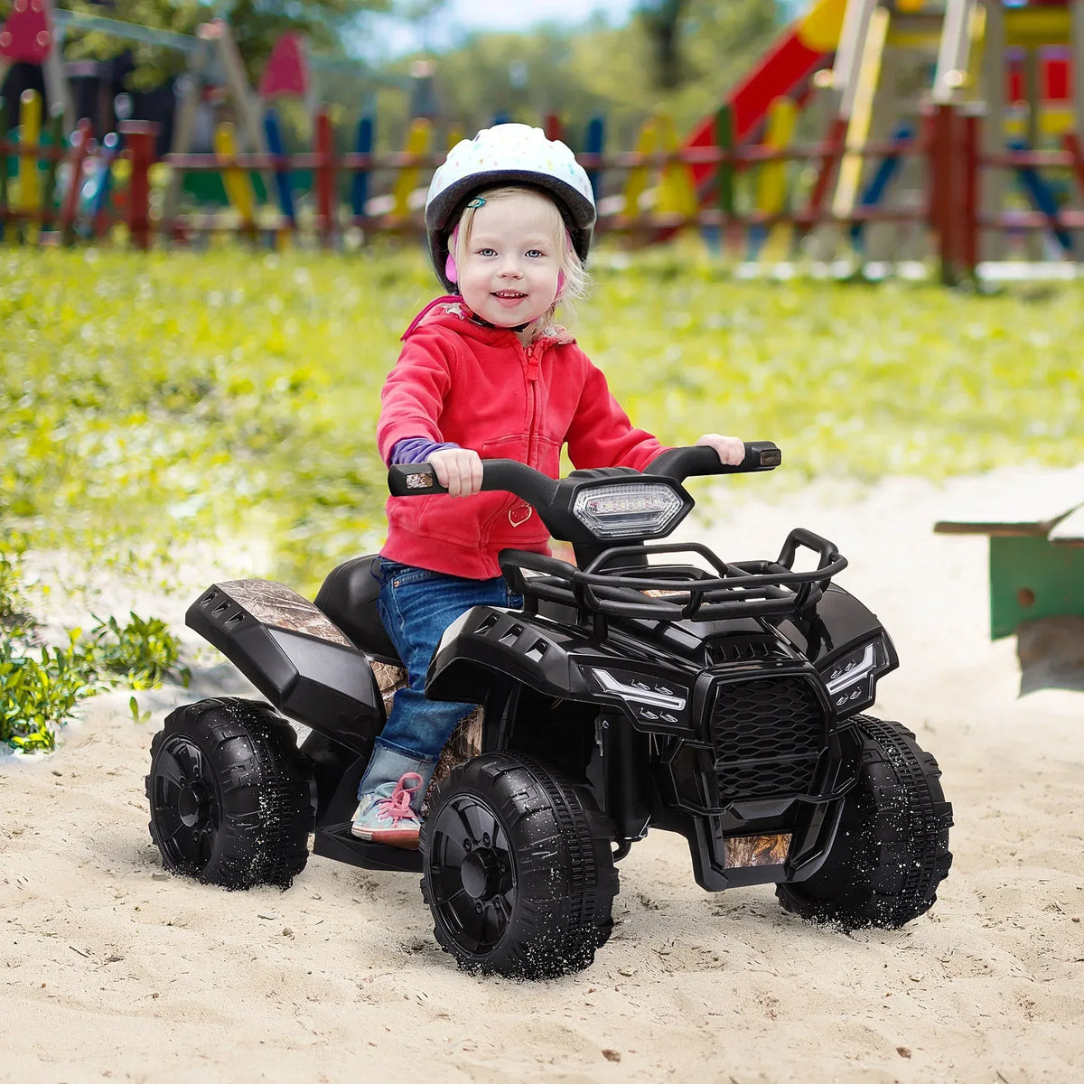 Aosom Kids Ride-on Four Wheeler ATV Car with Real Working Headlights, - Trustymall