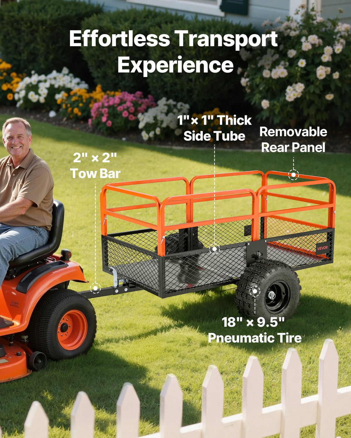 Dump Trailer 1800 Lbs 28 Cu. Ft Tow Behind Steel Garden Yard Trailer