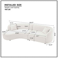 Luxury Modern Style Living Room Upholstery Curved Sofa with Chaise