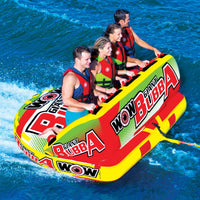 WOW Watersports Giant Bubba Hi Vis towable showing high backrest and vivid visibility colors.