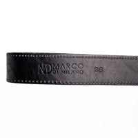 Detailed shot showing texture and pattern of Arkansas black python skin belt with leather lining
