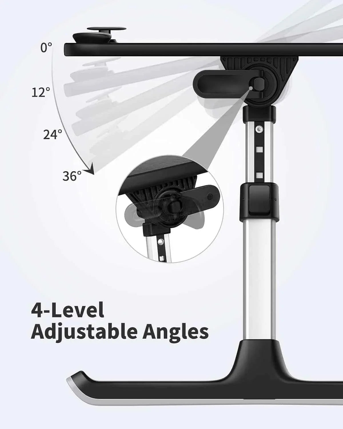 Height and Angle Adjustable Laptop Desk for Bed and Couch
