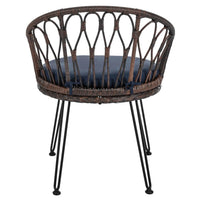 Outdoor Leisure Set, 2 Rattan Single Chairs with A Glass Round Table,