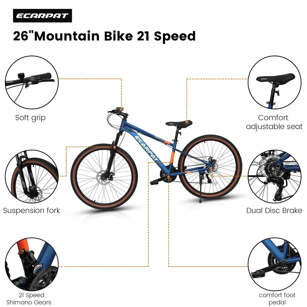 Carpat™ MTB Velocity 27 – 27.5" Aluminum Mountain Bike (21-Speed, - Trustymall