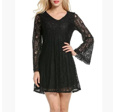 Elegant Lace Summer Plus Size V-Neck Dress