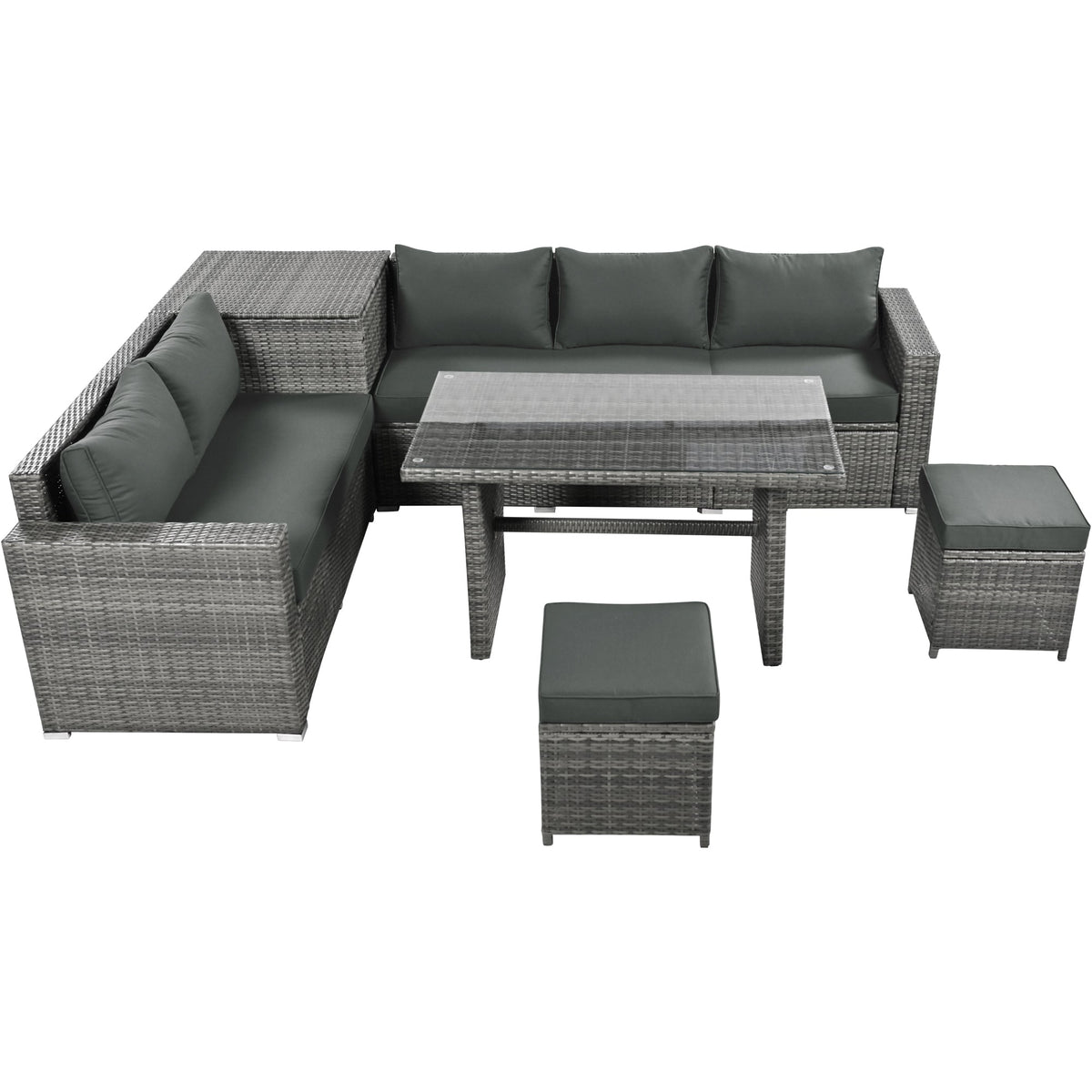 Outdoor 6-Piece All Weather PE Rattan Sofa Set, Garden Patio Wicker