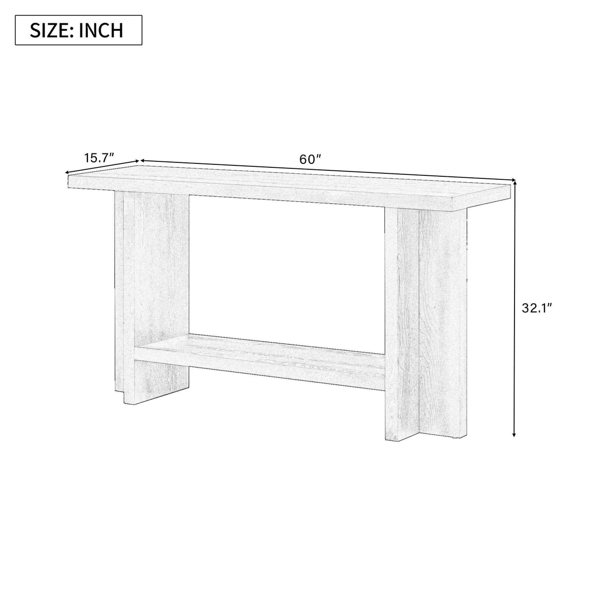Vintage-Inspired and Ash Wood Veneer ConsoleTable with T-Leg