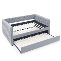 Daybed with Trundle Upholstered Tufted Sofa Bed, with Button and