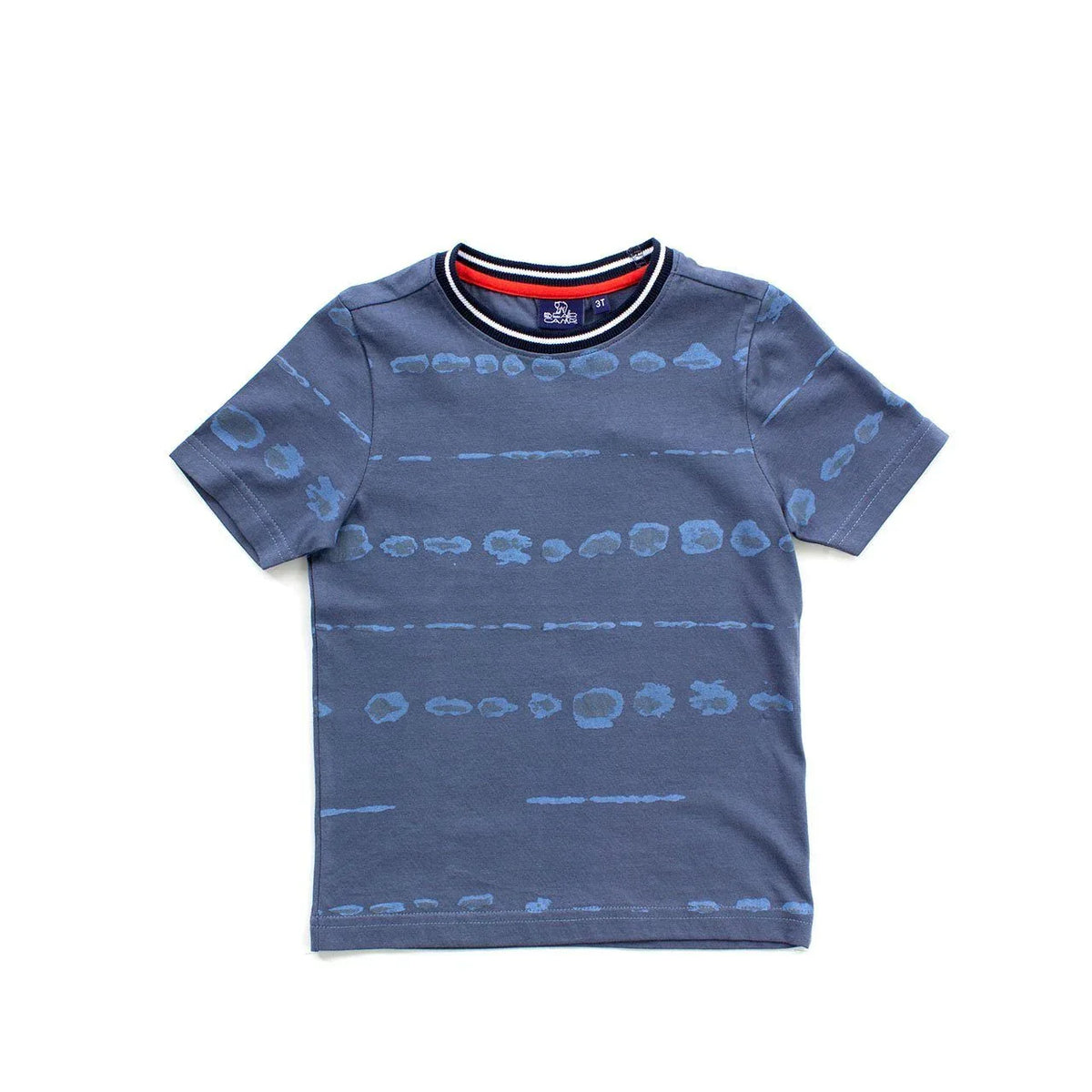 Navy blue baby short sleeve Dean Tee featuring a soft tie-dye knit fabric
