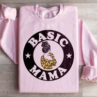 Light pink Basic Mama sweatshirt featuring warm fleece and adjustable banded cuffs