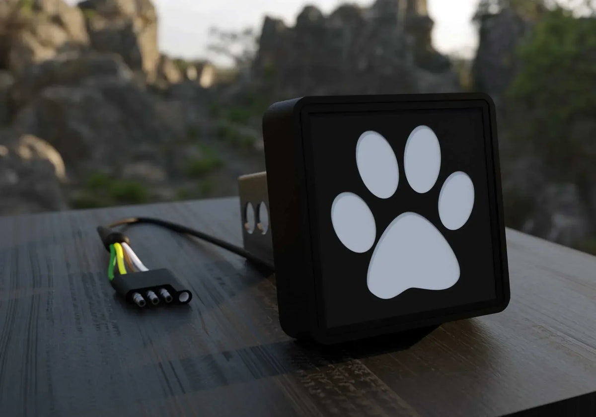 Paw Print LED Hitch Cover - Brake Light - Trustymall
