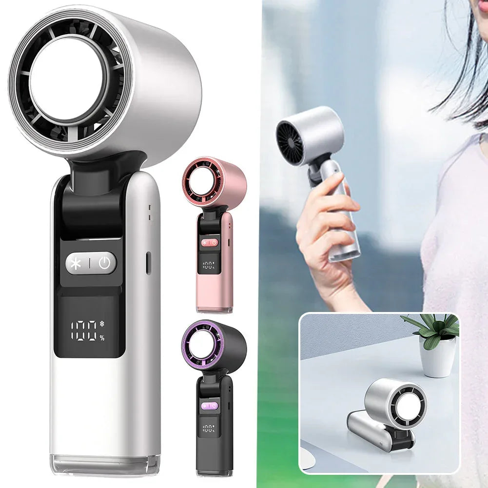 Ice Cool Turbo Mini Fan with Digital Display – USB Rechargeable & - Trustymall