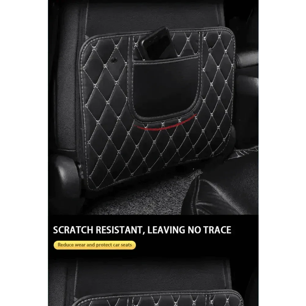 Black Car Seat Protector Pad with Red Stitching