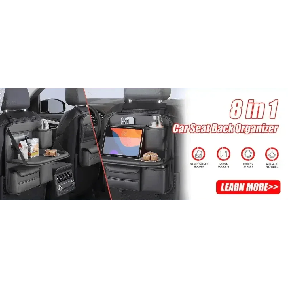 Black leather car seat cover installed on seat showing ergonomic design and premium look.