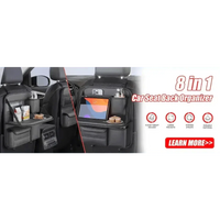 Black leather car seat cover installed on seat showing ergonomic design and premium look.
