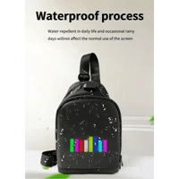Front view of smart waist bag featuring bright LED pixel display with adjustable belt.