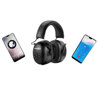 Top view of black Bluetooth earmuffs emphasizing adjustable headband and ear cushions.