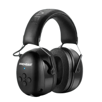Black over-ear noise canceling Bluetooth earmuffs with cushioned ear cups and adjustable headband.