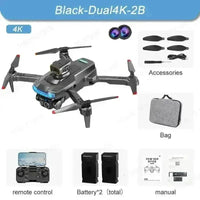 Black P15 Mini Drone shown mid-flight with propellers spinning against clear sky.