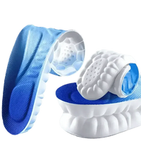 Pair of blue and white breathable sports insoles designed for athletic footwear comfort.