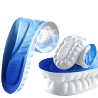 Blue and white sports insoles showing breathable surface and shock absorption design.