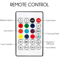 Bluetooth Music Bulb glowing brightly with vibrant purple and pink hues.