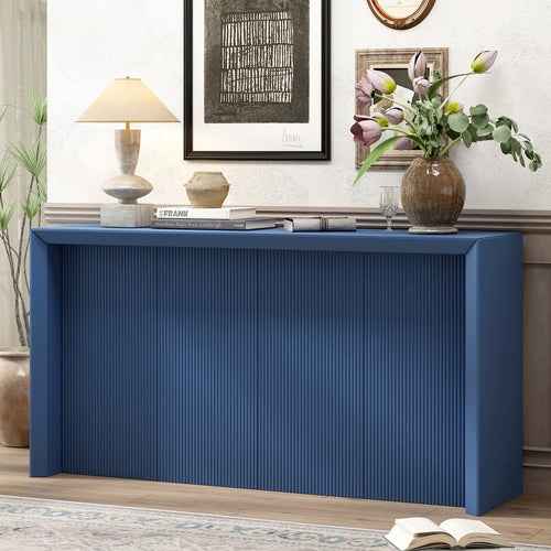 Acacia Wood Veneer Simple Entryway Table with Wavy Design,Suitable for