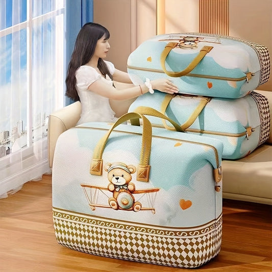 Adorable Bear Pilot Light Blue Storage Bag  Foldable Organizer