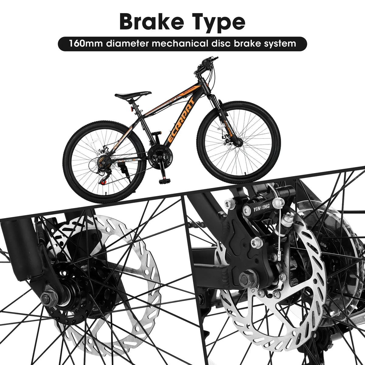 Carpat™ – 26" Mountain Bike (Black-Orange, Dual Disc, 21-Speed) - Trustymall