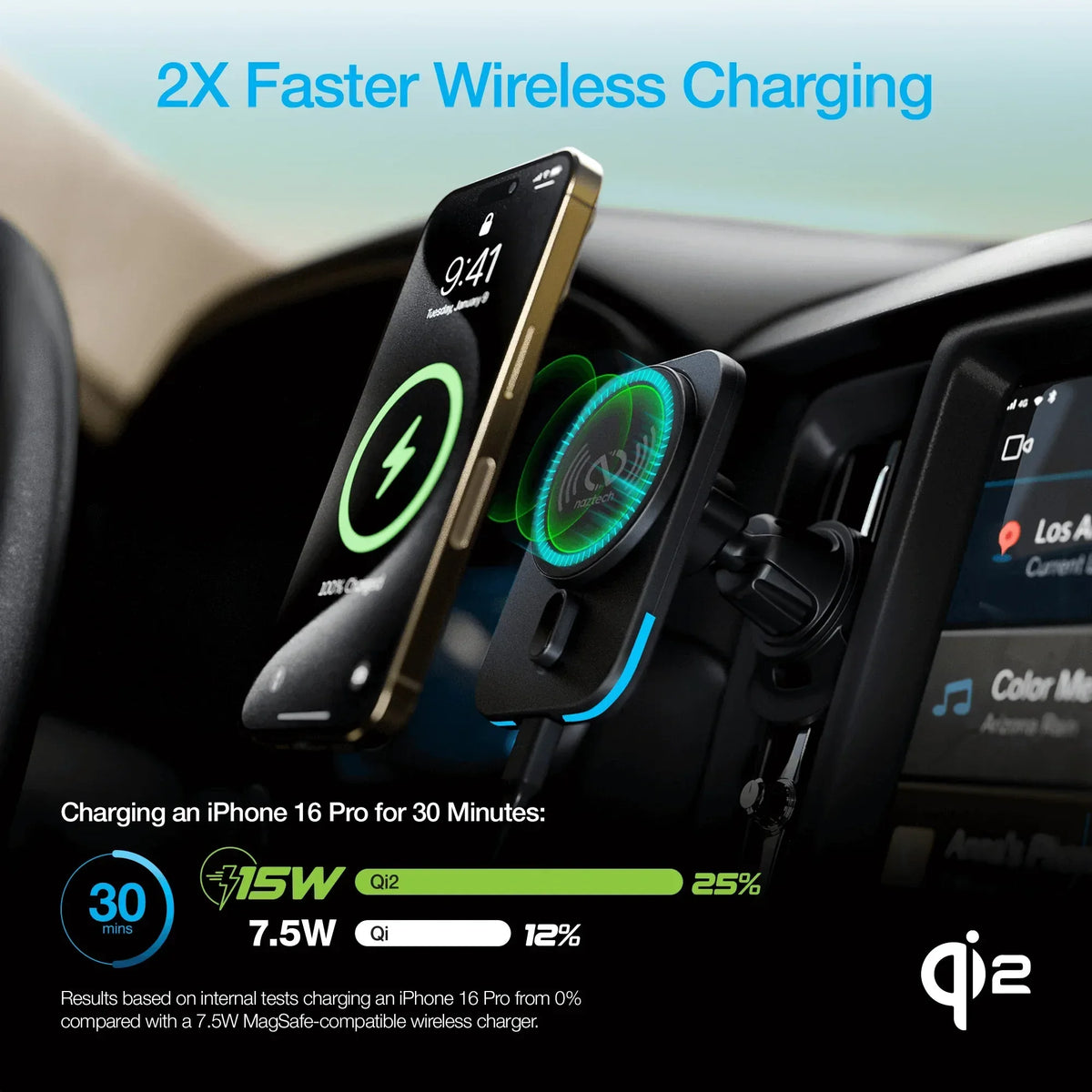 Naztech MagLock CAR 15W Magnetic Wireless Fast Charging Vent Mount - Trustymall