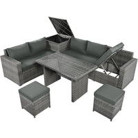 Outdoor 6-Piece All Weather PE Rattan Sofa Set, Garden Patio Wicker
