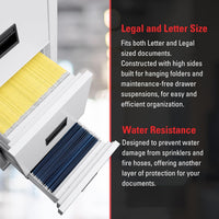 Vertical 2 Drawer Fire Safe File Cabinet 1 Hour Fire Rated