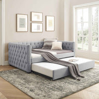 Daybed with Trundle Upholstered Tufted Sofa Bed, with Button and