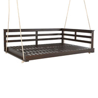 Acacia Wood Porch Swing Bed for Outdoor with Hemp Ropes - Full Size