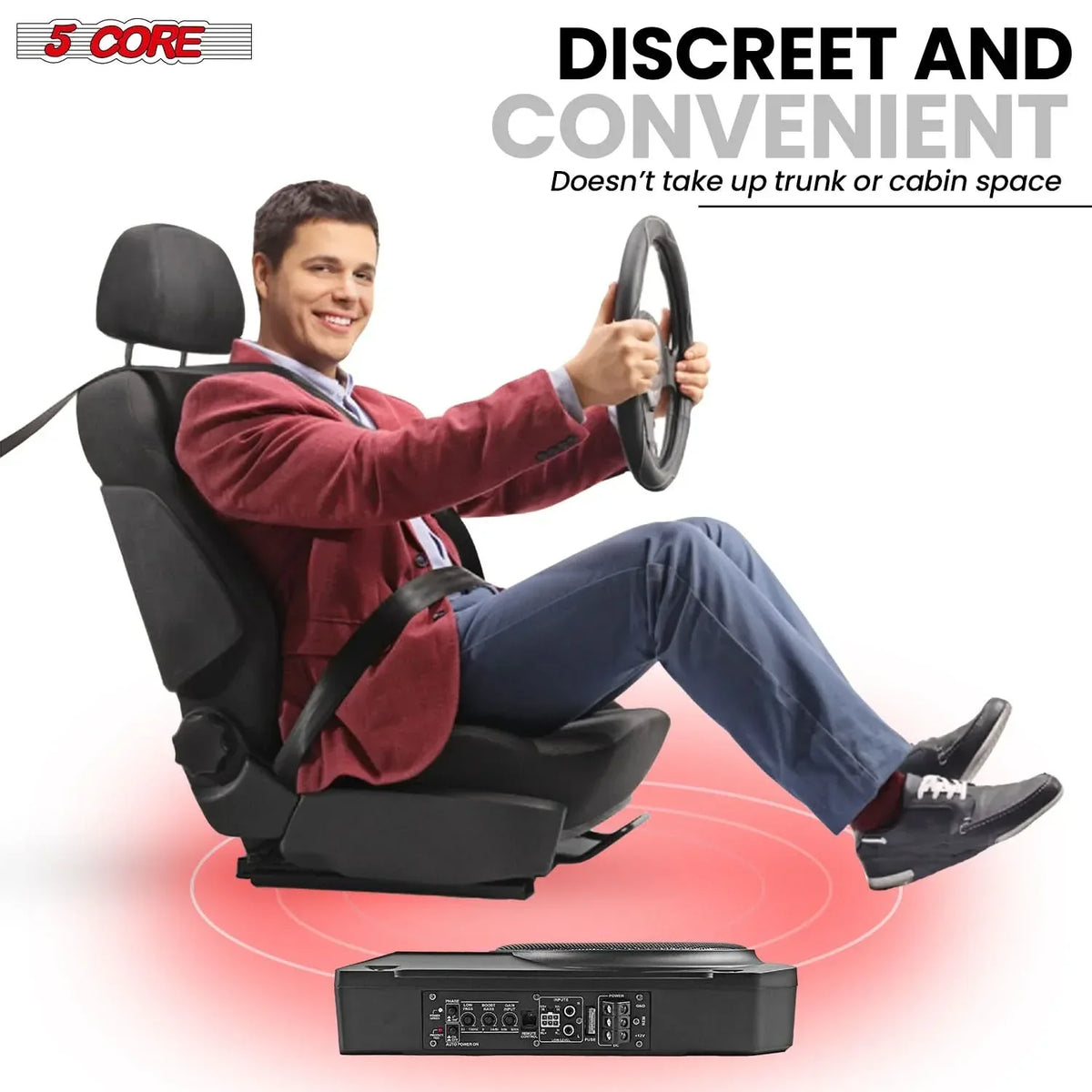 5Core 10 inch Slim Under Seat Car Audio Subwoofer 800W Built in - Trustymall