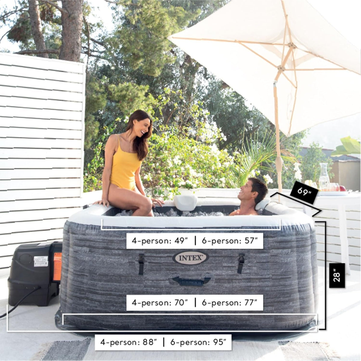 Purespa Plus Greystone 4-Person Inflatable Hot Tub with Jets