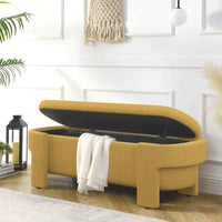 Linen Fabric Upholstered Bench with Large Storage Space for the Living
