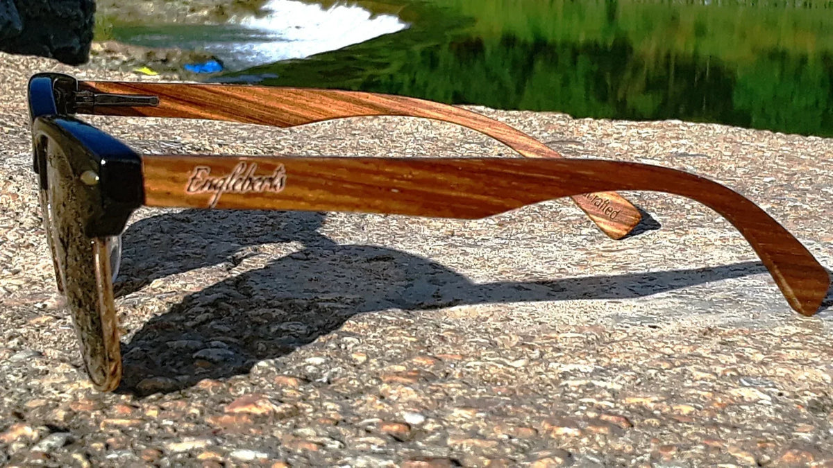 Real Walnut Wood Club Style Sunglasses With Bamboo Case, Polarized - Trustymall