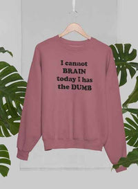 I Cannot Brain Today I Has The Dumb Sweat Shirt
