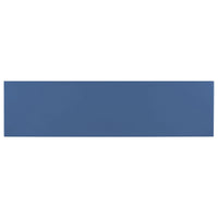 Top view of navy blue acacia wood veneer entryway table showing smooth finish and wavy pattern